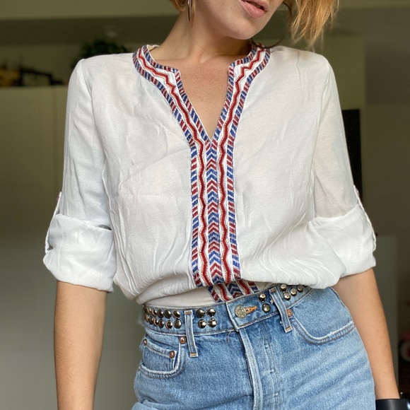 Market & Spruce Tops - Market & Spruce Embroidered Blouse